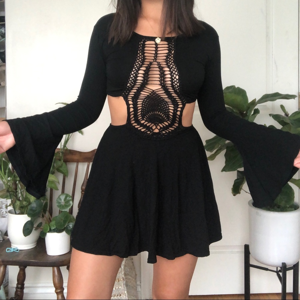 Planet blue crochet black dress